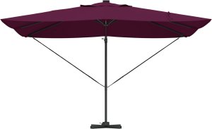 vidaXL Cantilever Roma Parasol with LED Bordeaux Czerwony 352x251x265 cm Aluminium 4