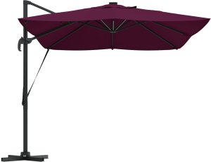 vidaXL Cantilever Roma Parasol with LED Bordeaux Czerwony 352x251x265 cm Aluminium 5