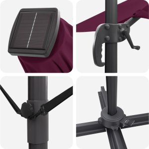 vidaXL Cantilever Roma Parasol with LED Bordeaux Czerwony 352x251x265 cm Aluminium 7