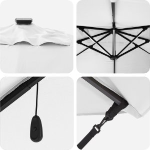 vidaXL Parasol wysięgnikowy z LED Beżowy 352x251x265 cm Aluminium 5
