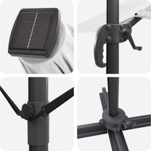 vidaXL Parasol wysięgnikowy z LED Beżowy 352x251x265 cm Aluminium 6