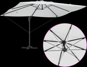 vidaXL Parasol wysięgnikowy z LED Beżowy 352x251x265 cm Aluminium 7