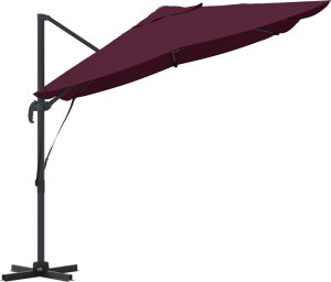 vidaXL Parasol Wysięgnikowy Czerwony Bordeaux Poliester, Stal Duży (42003349) 3