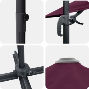 vidaXL Parasol Wysięgnikowy Czerwony Bordeaux Poliester, Stal Duży (42003349) 6