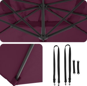 vidaXL Parasol Wysięgnikowy Czerwony Bordeaux Poliester, Stal Duży (42003349) 7