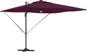 vidaXL Parasol Cantilever Roma z LEDami Bordowy 286x285x270 cm Aluminium (42003357) 2