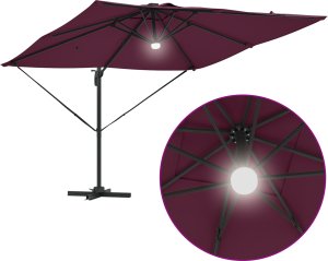 vidaXL Parasol Cantilever Roma z LEDami Bordowy 286x285x270 cm Aluminium (42003357) 5