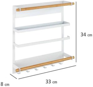 Wielofunkcyjna półka kuchenna MAGNA z uchwytem na ręcznik papierowy i haczykami, montaż bez wiercenia, WENKO 5