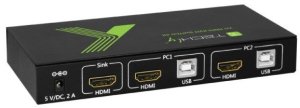 Przełącznik Techly 2-portowy przełącznik KVM HDMI/USB 2x1 z audio 3