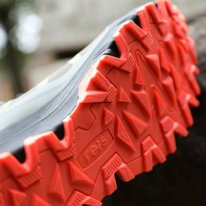 BPIEMONT - Półbuty robocze PIEMONT męskie lekkie wygodne tkanina Oxford połączona z PU wciągane do pracy górskie - zielono-czarno-pomarańczowy 46 6