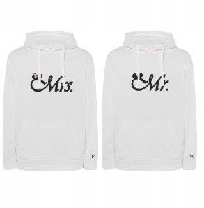 BLUZY DLA PAR Z HAFTEM MR MRS WALENTYNKI DZIEŃ KOBIET INICJAŁY CZARNE BIAŁE 3