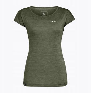 Koszulka puez melange dry ss tee women-dark olive melange-38 (m) SALEWA 1