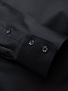 Klasyczna koszula męska SLIM FIT z satynowej tkaniny  czarna V4 OM-SHOS-0176 M 7