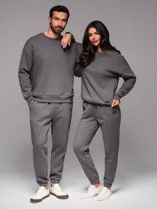 Komplet dresowy dla par UNISEX w stylu athleisure ze spodniami i bluzą - szary V18 Z109 XS/S 3