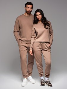 Komplet dresowy dla par UNISEX w stylu athleisure ze spodniami i bluzą - brązowy V16 Z109 XS/S 3