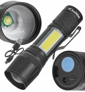 Latarka mini – taktyczna LED COB 10W 500mAh 500lm IPX5 – kartonik wystawowy (12/96) 8