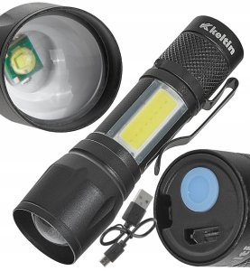 Latarka mini – taktyczna LED COB 10W 500mAh 500lm IPX5 – kartonik wystawowy (12/96) 9