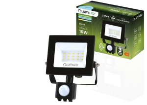 Naświetlacz LED ZUNA2 10W 900lm 6500K IP44 Czarny Czujnik Ruchu LUMILED 1