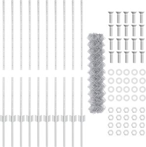 vidaXL Ogrodzenie z ogniw łańcuchowych z 20 słupkami Srebrnymi 1x10 m Stal 4