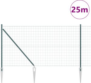 vidaXL Ogrodzenie Euro z 13 kotwami 1.2x25m stal ocynkowana zielona 2