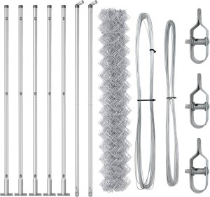 vidaXL Ogrodzenie Siatkowe z 7 Słupy z flanszami 1,5x10 m Stal Ocynkowana 2