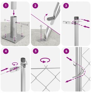 vidaXL Ogrodzenie z siatki łańcuchowej z 7 słupkami flanszowymi 1x10 m stal ocynkowana 12