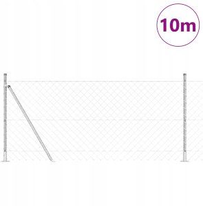 vidaXL Ogrodzenie z siatki łańcuchowej z 7 słupkami flanszowymi 1x10 m stal ocynkowana 4