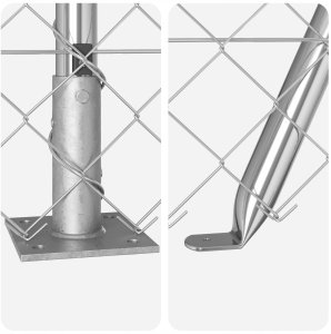 vidaXL Ogrodzenie z siatki łańcuchowej z 7 słupkami flanszowymi 1x10 m stal ocynkowana 8