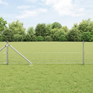 vidaXL Spawane ogrodzenie druciane z 7 słupkami kotew 0.6x10 m ze stali galwanizowanej 3