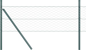 vidaXL Ogrodzenie Heksagon Zielone 0.6x50 m Stal, Słupki ogrodzeniowe 13 sztuk Zielone 32 mm 100 cm Stal ocynkowana 5