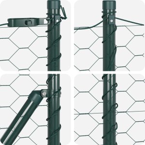 vidaXL Ogrodzenie Heksagon Zielone 0.6x50 m Stal, Słupki ogrodzeniowe 13 sztuk Zielone 32 mm 100 cm Stal ocynkowana 6