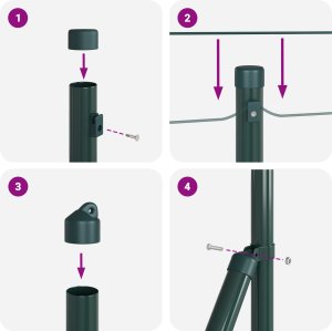 vidaXL Ogrodzenie Heksagon Zielone 0.6x50 m Stal, Słupki ogrodzeniowe 13 sztuk Zielone 32 mm 100 cm Stal ocynkowana 9