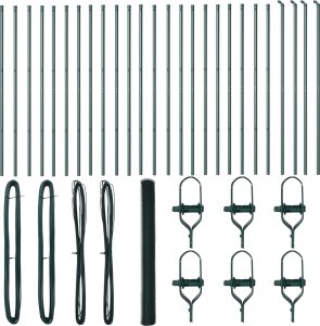 vidaXL Zielony płot heksagonalny 1,6x50 m Stal, Słupki ogrodzeniowe 13 szt. Zielone 32 mm 210 cm Stal galwanizowana 2