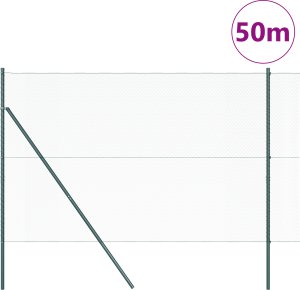 vidaXL Zielony płot heksagonalny 1,6x50 m Stal, Słupki ogrodzeniowe 13 szt. Zielone 32 mm 210 cm Stal galwanizowana 3