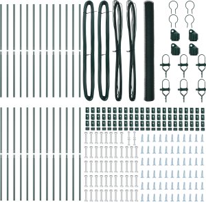 vidaXL Zielony płot heksagonalny 1,6x50 m Stal, Słupki ogrodzeniowe 13 szt. Zielone 32 mm 210 cm Stal galwanizowana 4