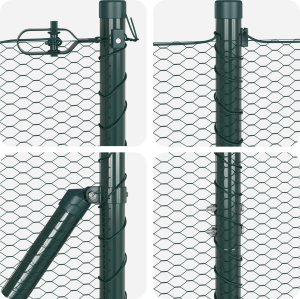 vidaXL Zielony płot heksagonalny 1,6x50 m Stal, Słupki ogrodzeniowe 13 szt. Zielone 32 mm 210 cm Stal galwanizowana 7