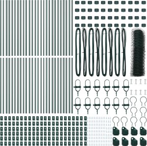 Płot heksagonalny vidaXL Zielony 0,8x100 m Stalowy, Słupki ogrodzeniowe vidaXL 13 szt. Zielony 32 mm 120 cm Stal ocynkowana 4