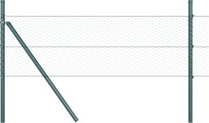 Hexagon Fence vidaXL Zielony 0.8x100 m Stal, Słupki ogrodzeniowe vidaXL 13 sztuk Zielony 32 mm 120 cm Stal ocynkowana 6