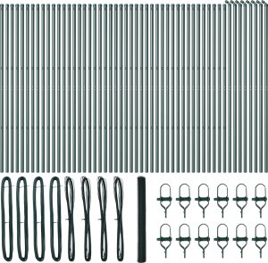 Ogrodzenie sześciokątne vidaXL zielone 1,5 x 100 m stal, Słupki ogrodzeniowe vidaXL 13 sztuk zielone 32 mm 200 cm stal ocynkowana 2