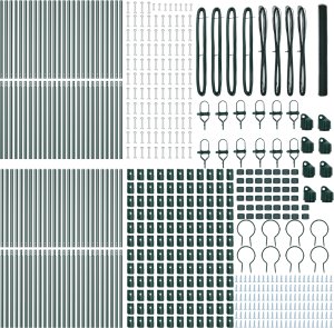 Ogrodzenie sześciokątne vidaXL zielone 1,5 x 100 m stal, Słupki ogrodzeniowe vidaXL 13 sztuk zielone 32 mm 200 cm stal ocynkowana 4