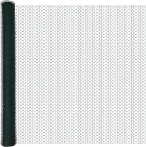 Ogrodzenie sześciokątne vidaXL zielone 1,5 x 100 m stal, Słupki ogrodzeniowe vidaXL 13 sztuk zielone 32 mm 200 cm stal ocynkowana 5