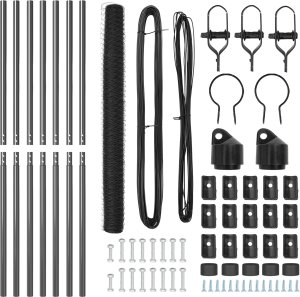 vidaXL Ogrodzenie sześciokątne Szare 1,6x10 m Stal, Słupki ogrodzeniowe 7 szt. Szare 32 mm 210 cm Stal ocynkowana 2