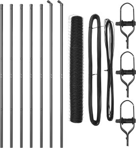 vidaXL Ogrodzenie w kształcie sześciokąta Szare 1,4x10 m Stal, Słupki ogrodzeniowe 7 szt. Szare 32 mm 190 cm Stal ocynkowana 2