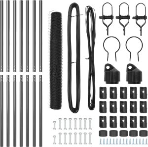 vidaXL Ogrodzenie w kształcie sześciokąta Szare 1,4x10 m Stal, Słupki ogrodzeniowe 7 szt. Szare 32 mm 190 cm Stal ocynkowana 4