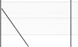 vidaXL Ogrodzenie w kształcie sześciokąta Szare 1,4x10 m Stal, Słupki ogrodzeniowe 7 szt. Szare 32 mm 190 cm Stal ocynkowana 6