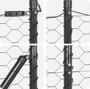 vidaXL Ogrodzenie w kształcie sześciokąta Szare 1,4x10 m Stal, Słupki ogrodzeniowe 7 szt. Szare 32 mm 190 cm Stal ocynkowana 7