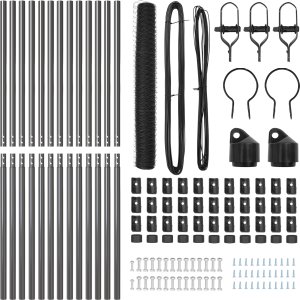 vidaXL Ogrodzenie Hexagon Szare 1.4x25 m Stal, Słupki ogrodzeniowe 13 szt. Szare 32 mm 190 cm Stal ocynkowana 2