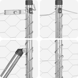 vidaXL Ogrodzenie heksagonalne 1.4x25 m Stal ocynkowana, Słupki ogrodzeniowe 13 szt. 32 mm 190 cm Stal ocynkowana 4