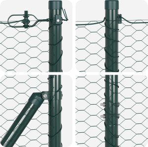 vidaXL Ogrodzenie w kształcie heksagonu zielone 1,6x10 m ze stali 3