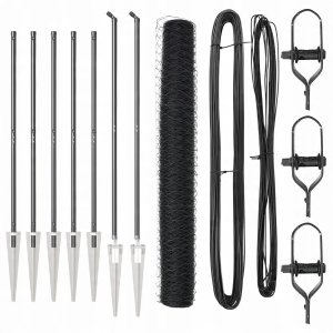 vidaXL Ogrodzenie heksagonalne Szary 1.2x10 m Stal, Słupki ogrodzeniowe z gwoździem 7 szt. 32 mm 140 cm stal ocynkowana 2